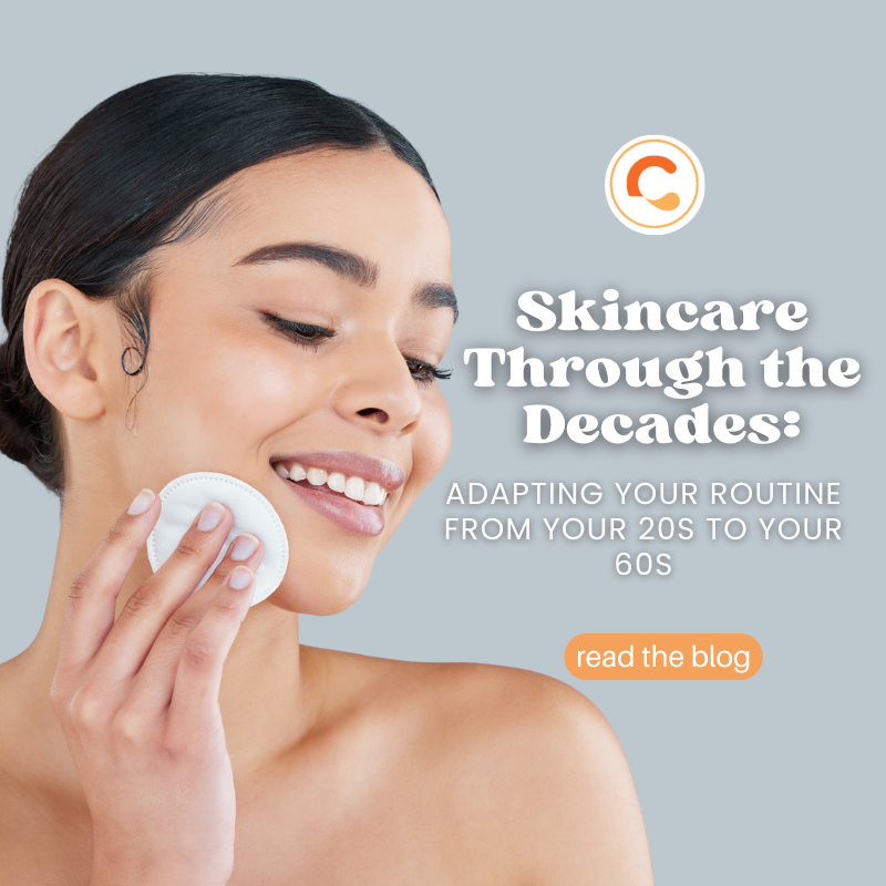 Woman using a cotton pad on her cheek, illustrating a skincare routine that adapts through the decades